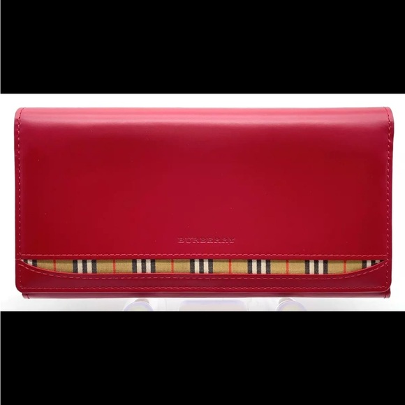 Authentic Burberry Red nova check Women's Wallet - Picture 1 of 13